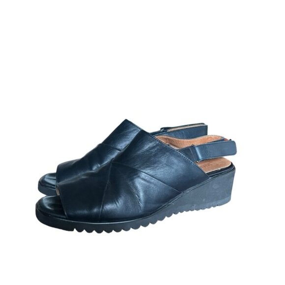 Salamander Open Toe Wedge Sandals US 9.5-10 Navy Blue - Picture 2 of 12